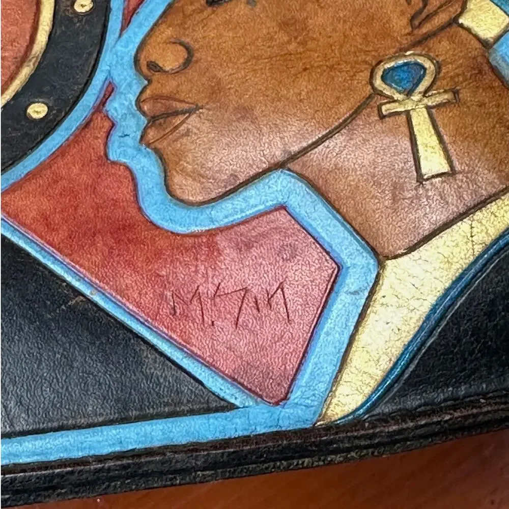 Vintage Marvin Sin Handmade/Hand Painted Leather Briefcase